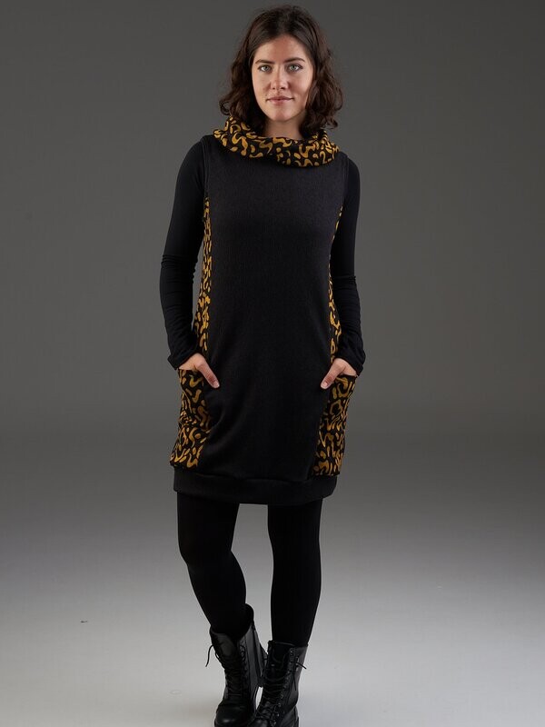 VCB023 VESTIDO ANIMAL MOSTAZA