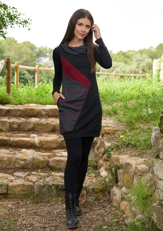 VAF002 VESTIDO  ASPIRALES VINO