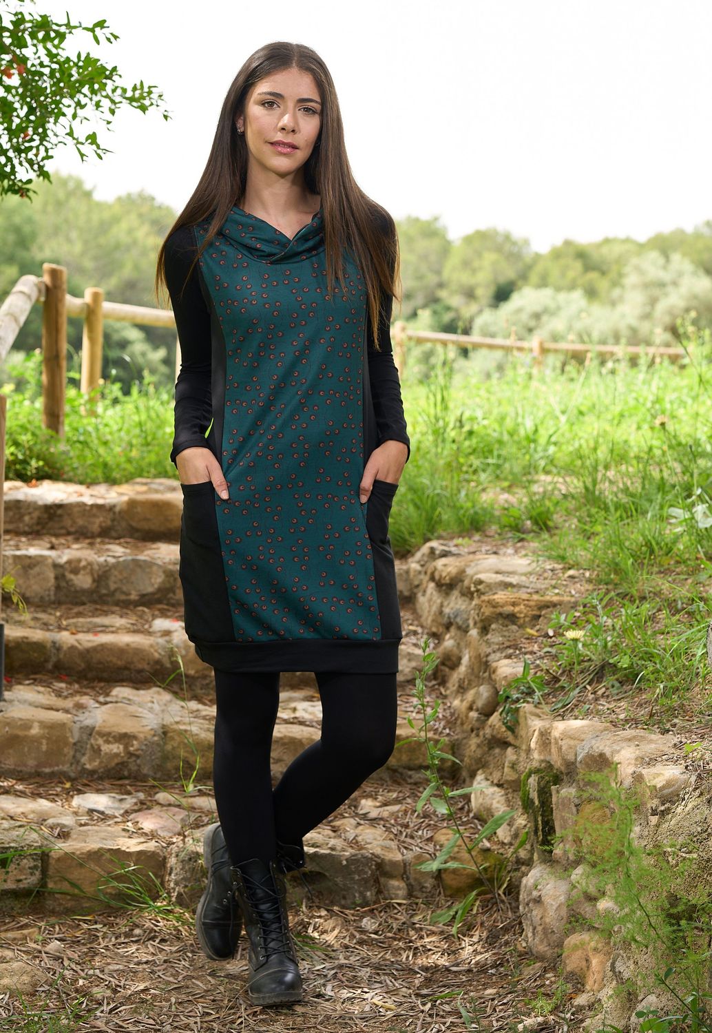 VAF002 VESTIDO  ASPIRALES VINO