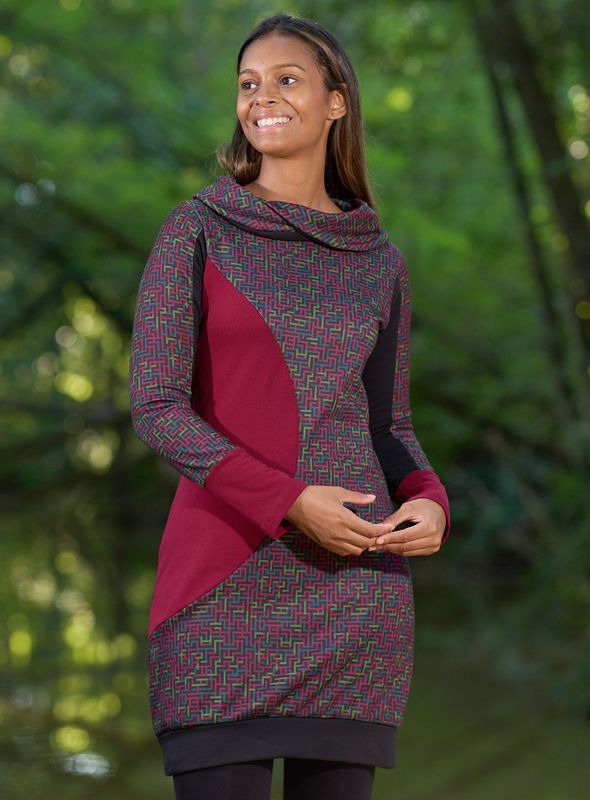 VAF002 VESTIDO  ASPIRALES VINO