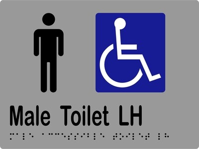 Male Accessible Toilet LH Braille Sign Stainless Steel