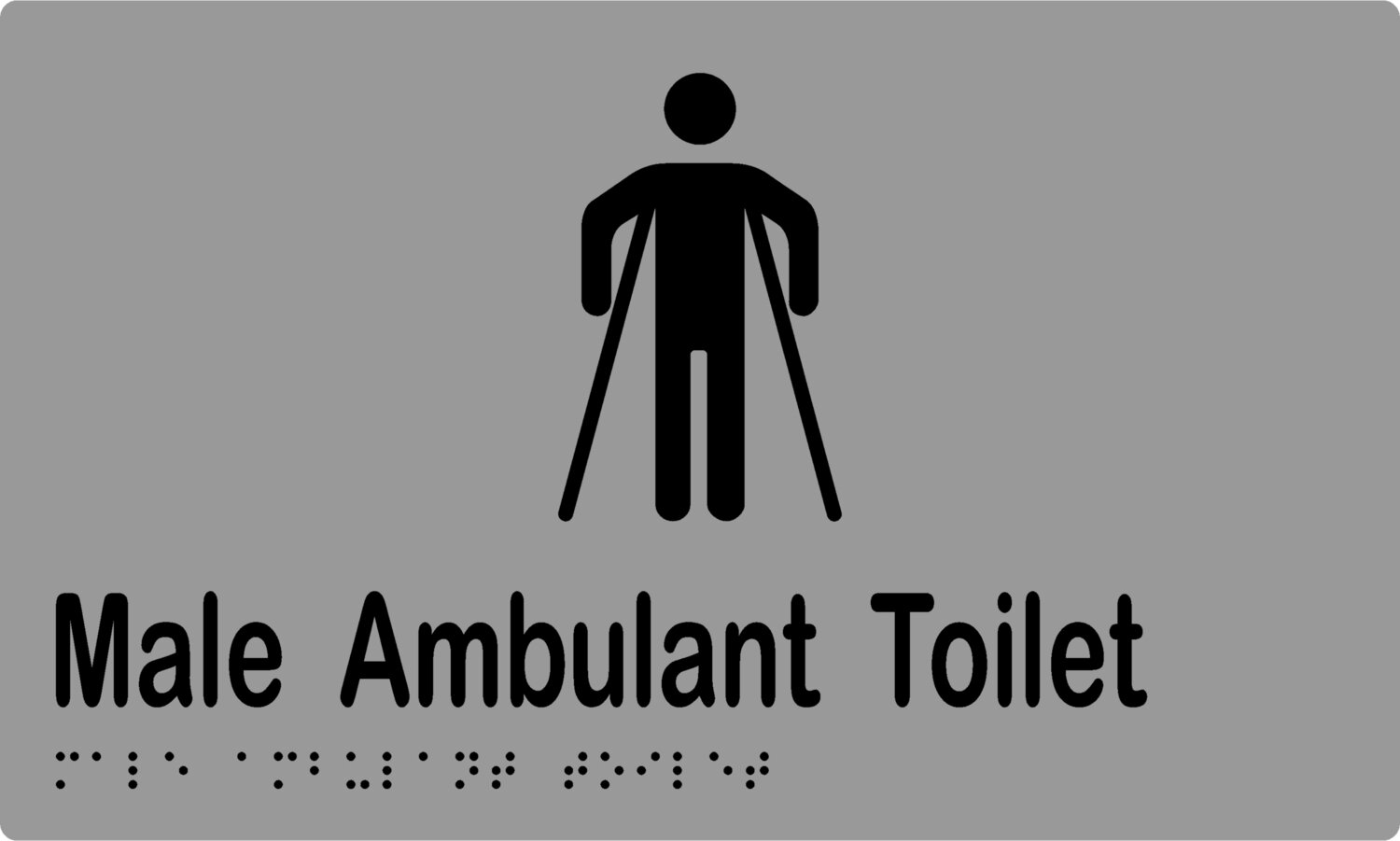 Male Ambulant Toilet Braille Sign Silver/Black