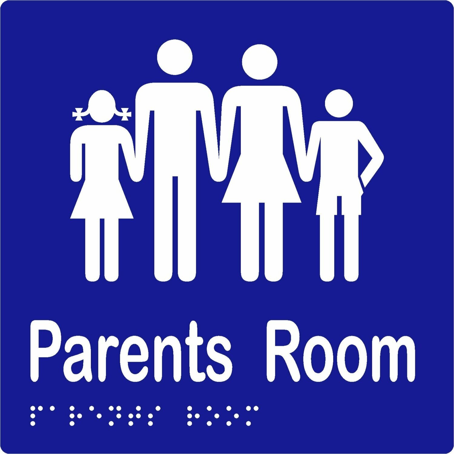 Parents Room Braille Sign Blue/White