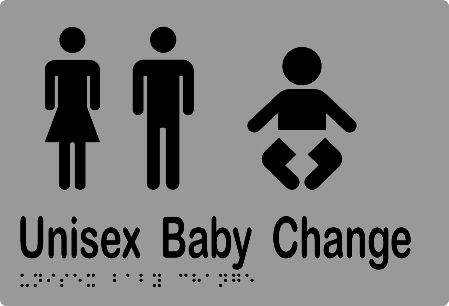 Unisex Baby Change Braille Sign Silver/Black