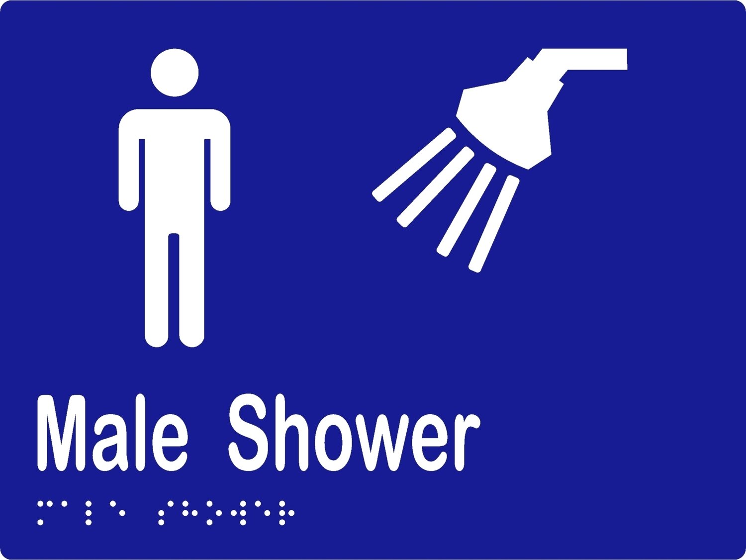 Male Shower Braille Sign Blue/White