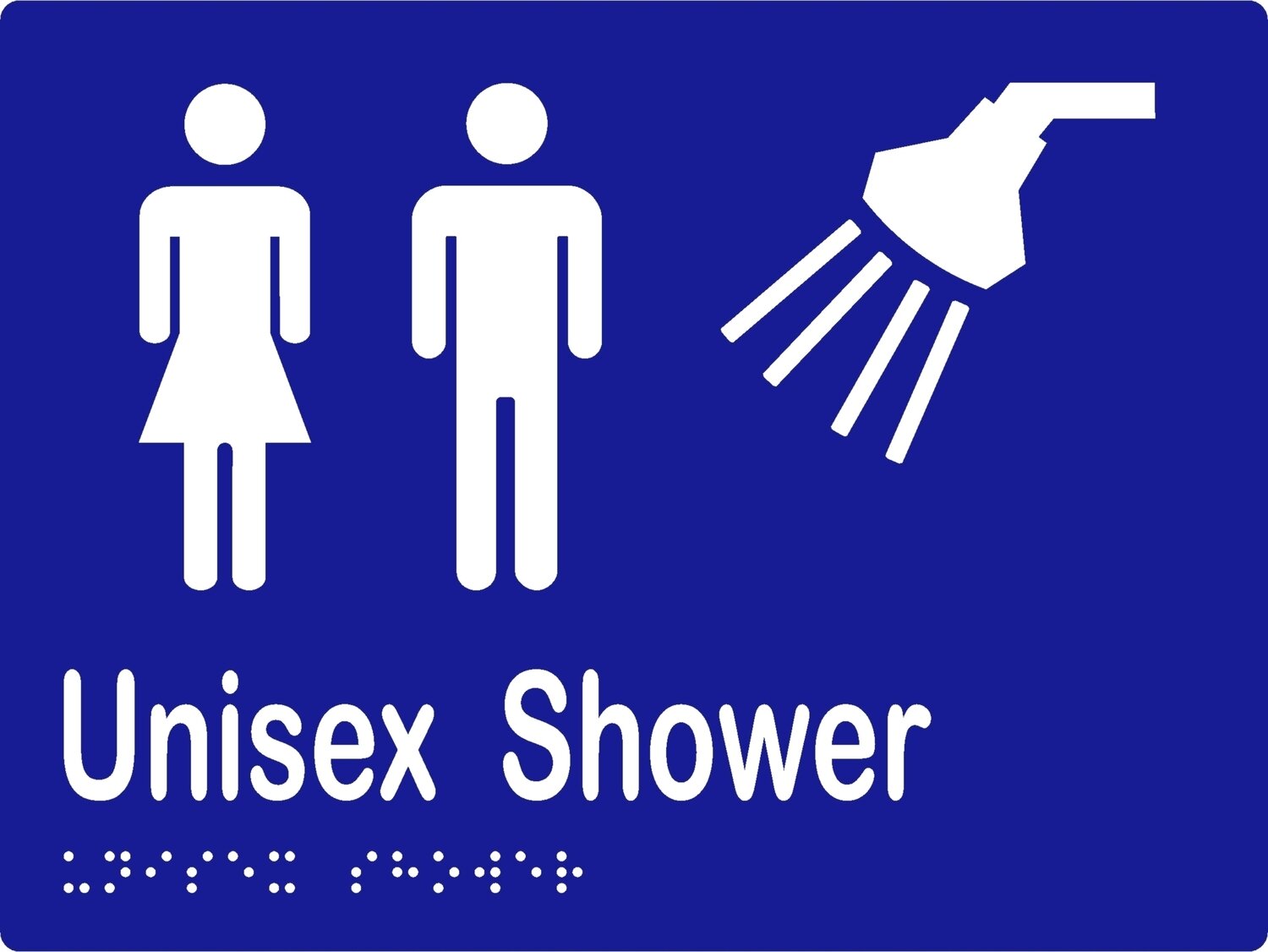 Unisex Shower Braille Sign Blue/White