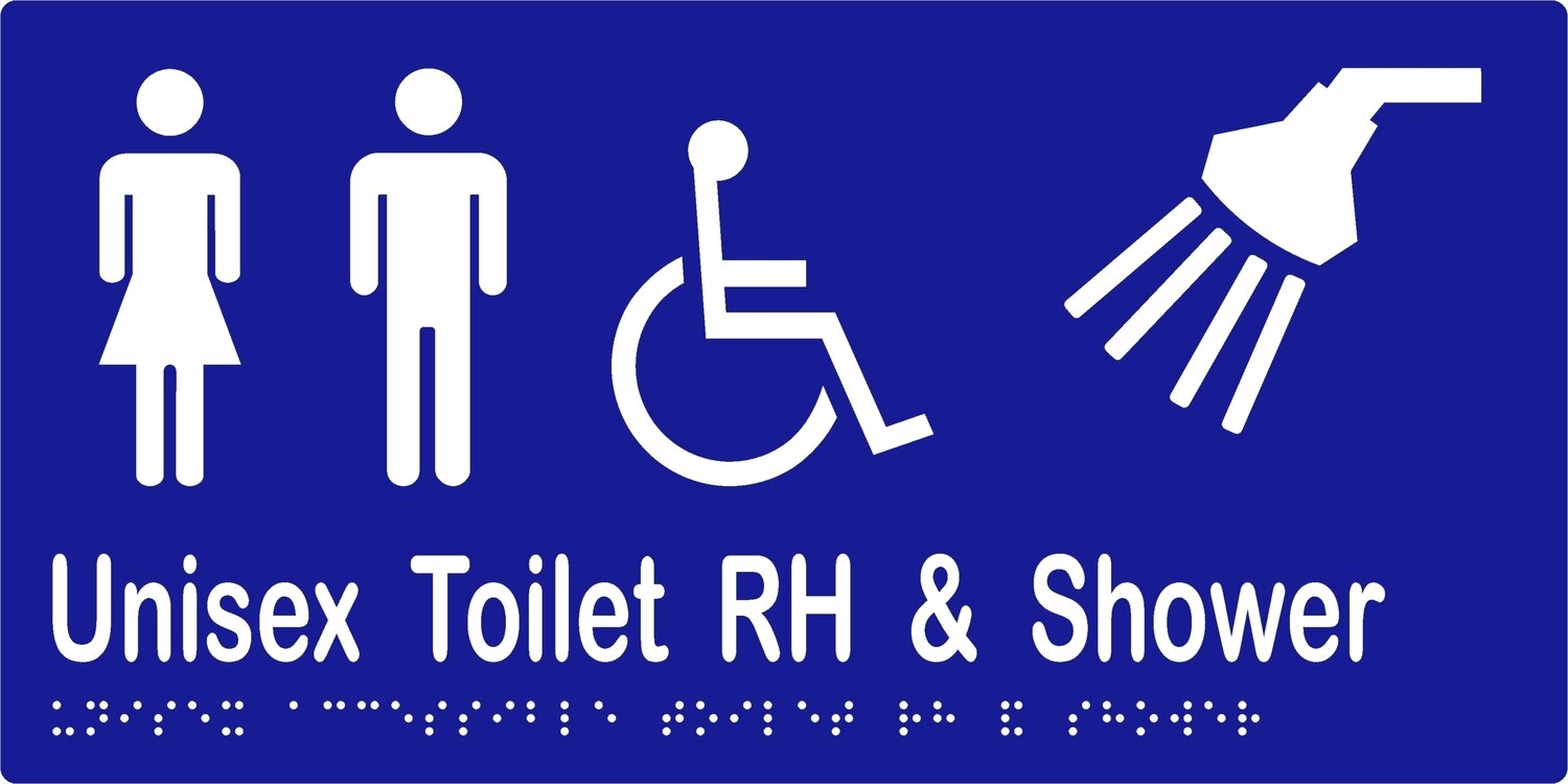 Unisex Accessible Toilets RH Shower No Airlock Blue/White
