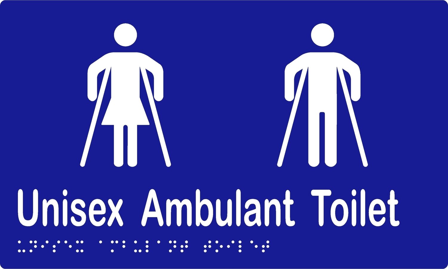 Unisex Ambulant Toilets No Airlock Braille Sign Blue/White