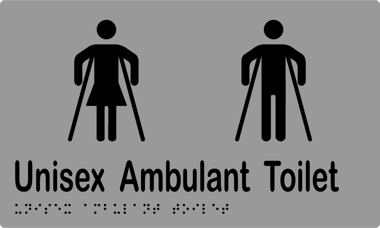 Unisex Ambulant Toilets No Airlock Braille Sign Silver/Black