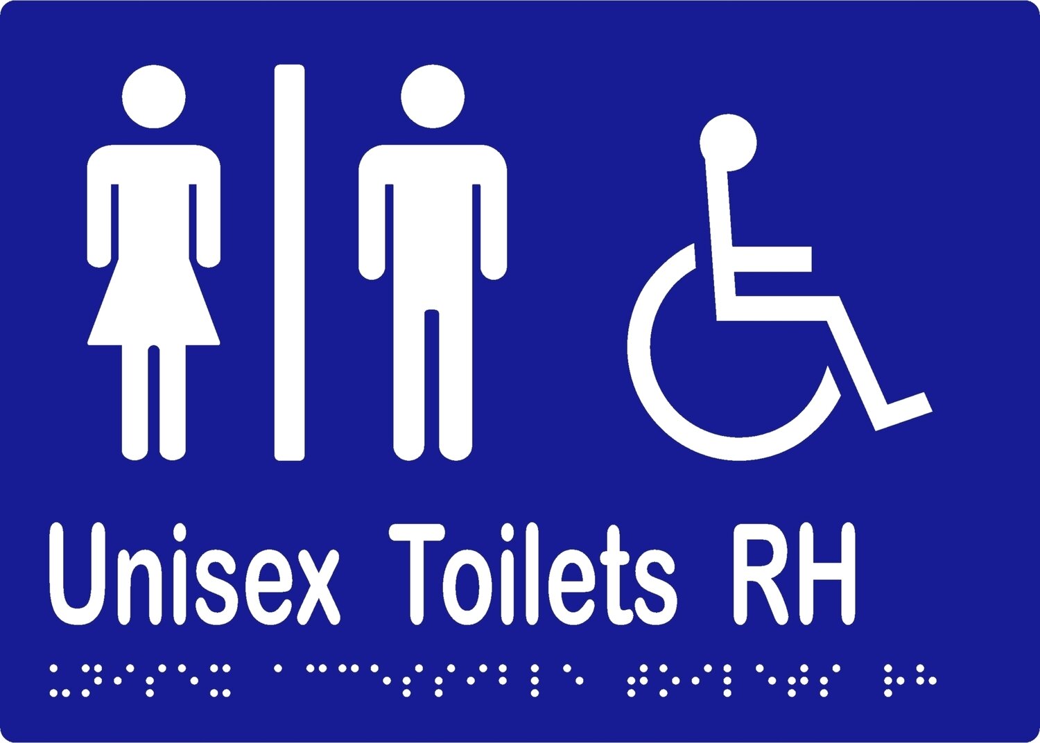 Unisex Accessible Toilet RH Airlock Braille Sign Blue/White