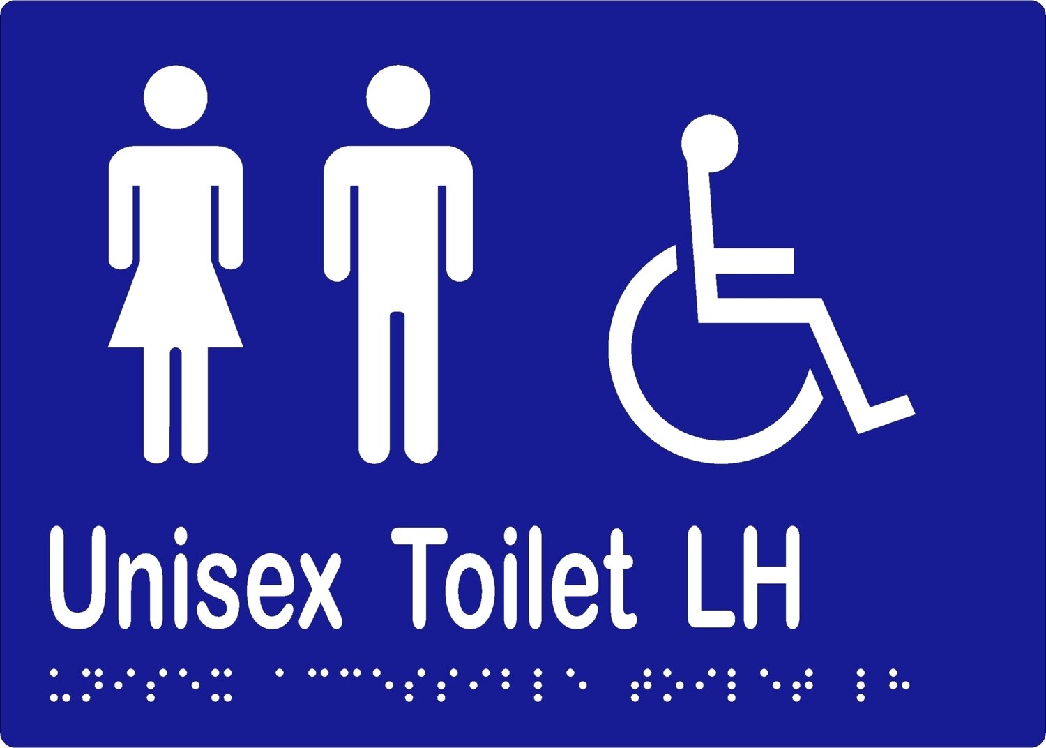 Unisex Accessible Toilet LH No Airlock Braille Sign Blue/White