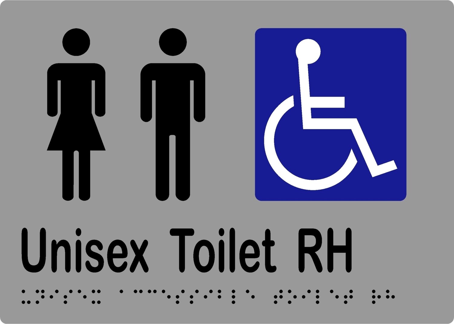 Unisex Accessible Toilet RH No Airlock Braille Sign Stainless Steel