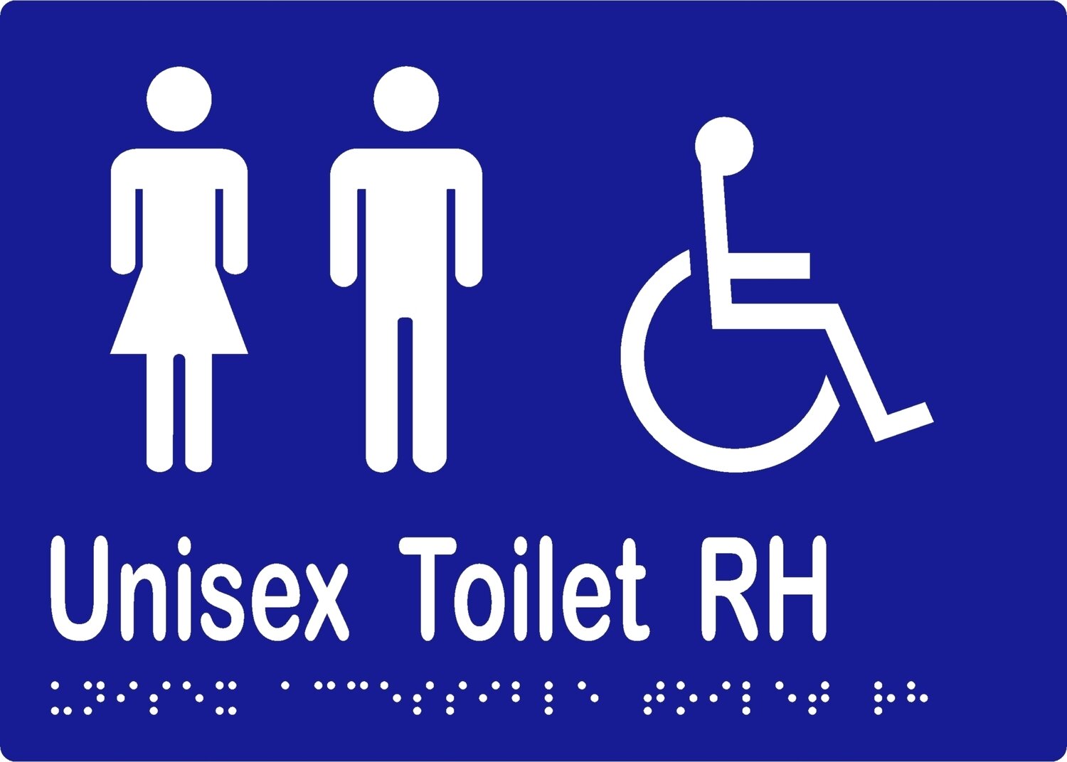 Unisex Accessible Toilet RH No Airlock Braille Sign Blue/White