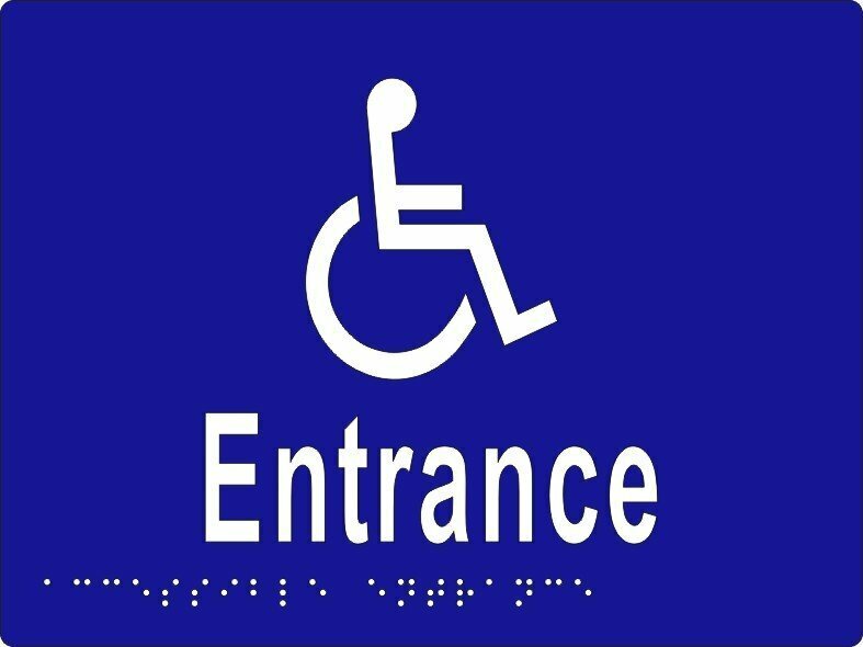 Accessible Entrance Braille Sign Blue/White