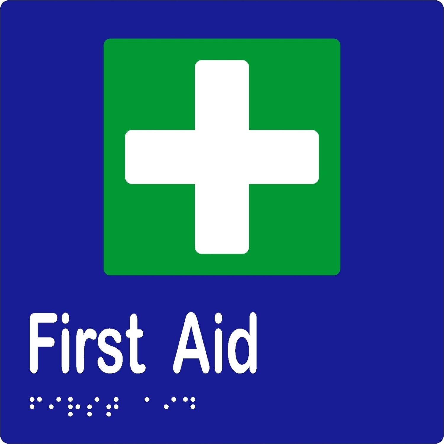 First Aid Braille Sign Blue/White