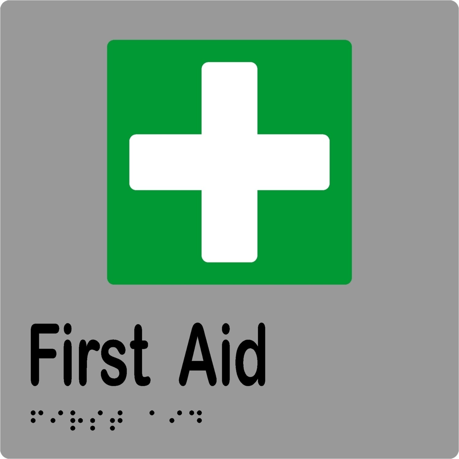 First Aid Braille Sign Silver/Black