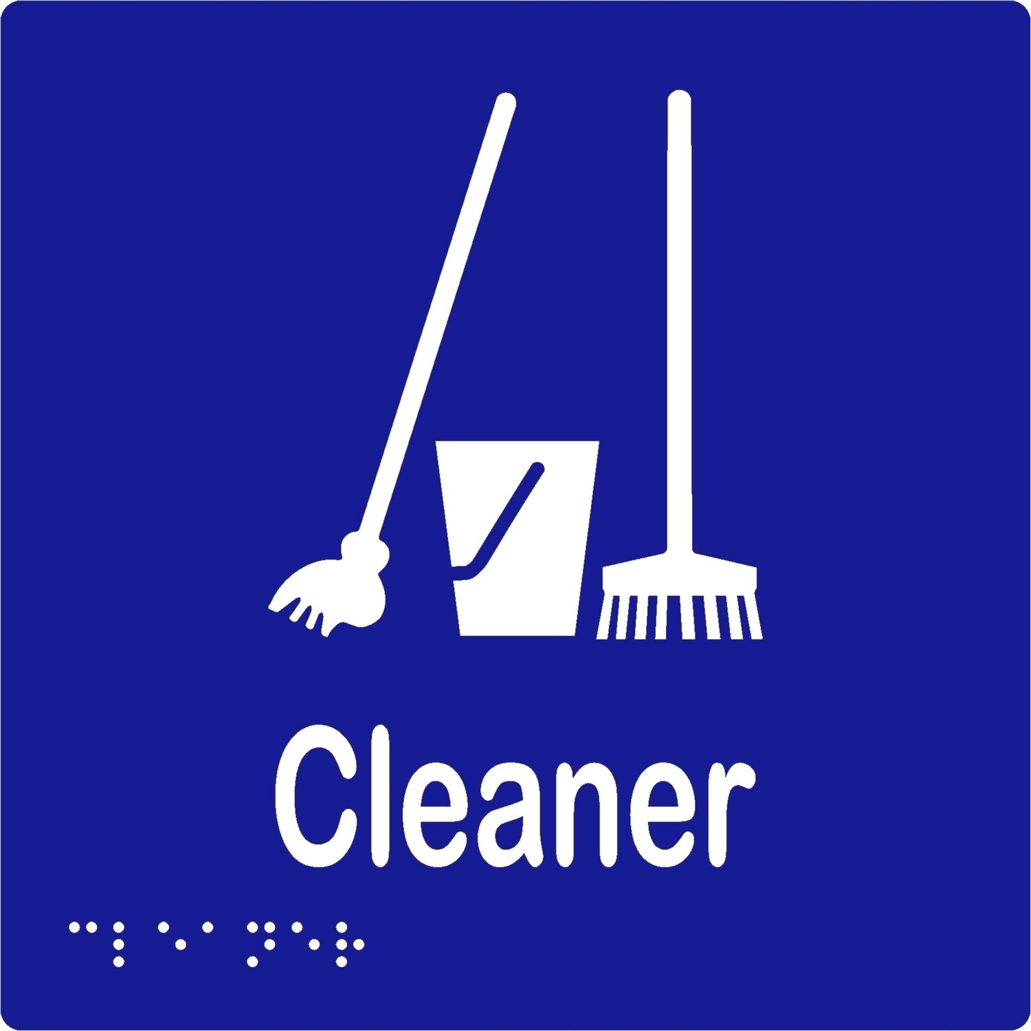 Cleaner Braille Sign Blue/White