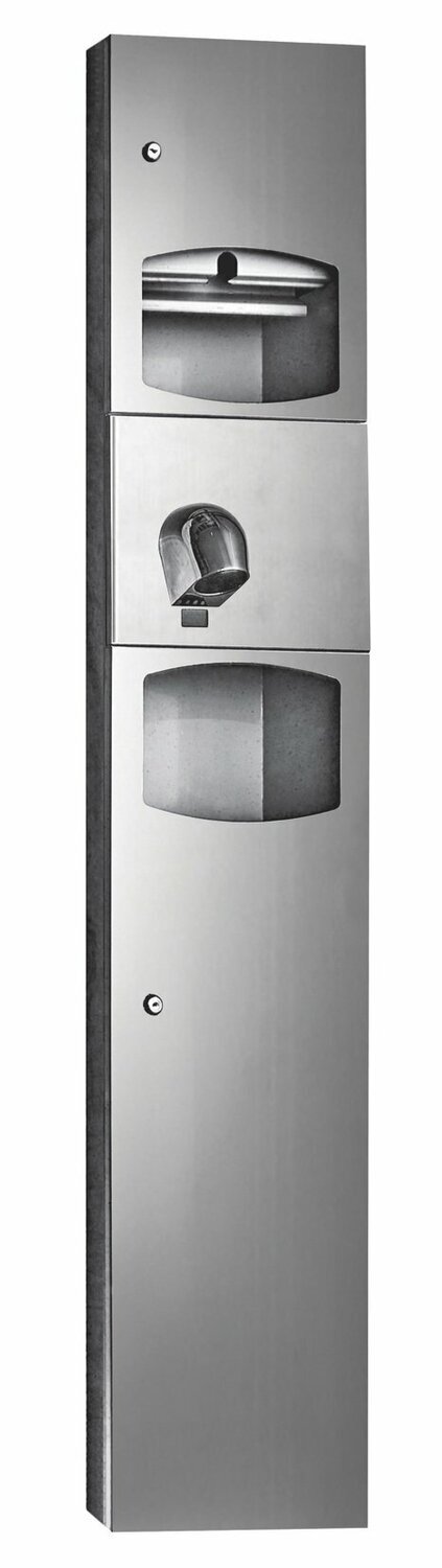 Surface Mounted 3 in 1 Paper Towel/Auto Hand Dryer/Waste Receptacle SS