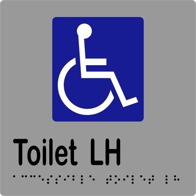 Accessible Toilet LH Braille Sign Silver/Black