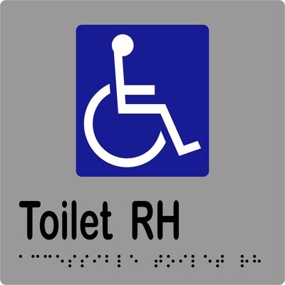 Accessible Toilet RH Braille Sign Silver/Black