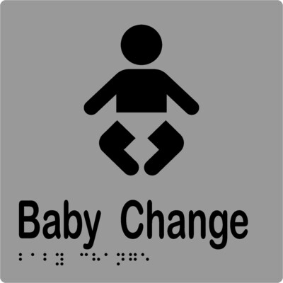 Baby Change Braille Sign Silver/Black