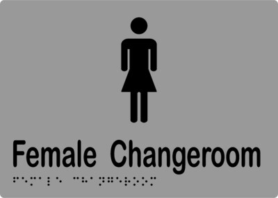 Female Staff Changeroom Braille Sign Silver/Black