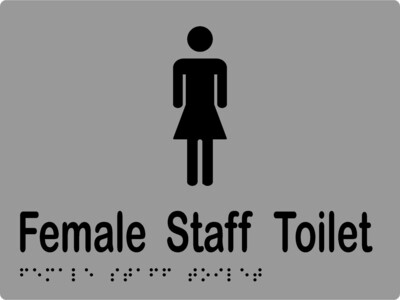 Female Staff Toilet Braille Sign Silver/Black