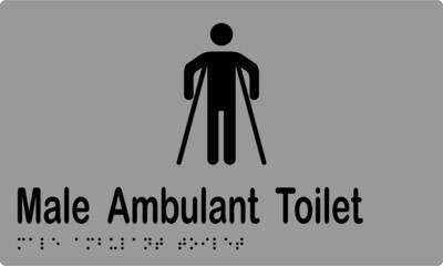Male Ambulant Toilet Braille Sign Stainless Steel