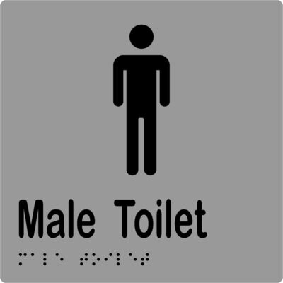 Male Toilet Braille Sign Silver/Black