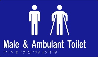 Male & Ambulant Toilet Braille Sign Blue/White