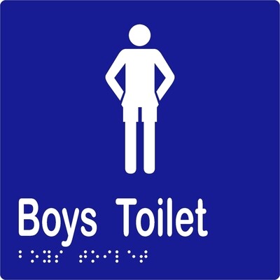 Boys Toilet Braille Sign Blue/White