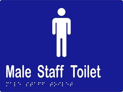 Male Staff Toilet Braille Sign Blue/White