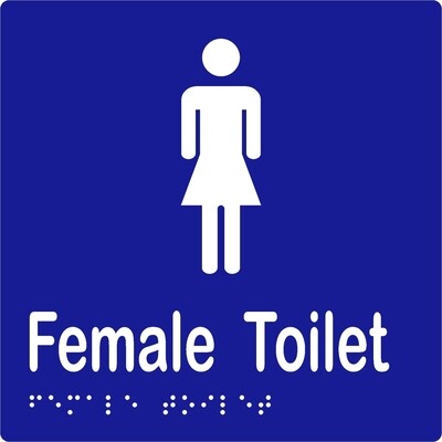 Female Toilet Braille Sign Blue/White