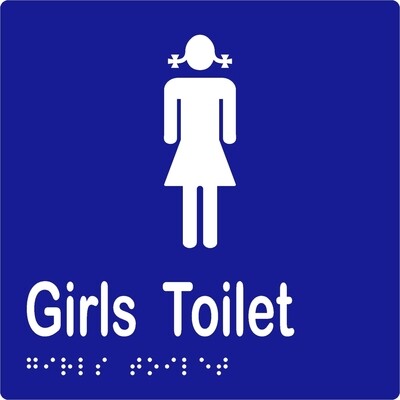 Girls Toilet Braille Sign Blue/White