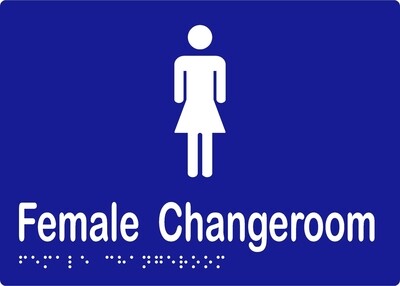 Female Staff Changeroom Braille Sign Blue/White