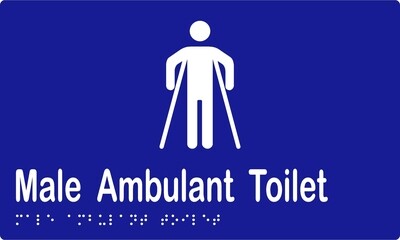 Male Ambulant Toilet Braille Sign Blue/White