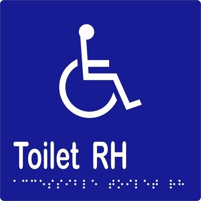 Accessible Toilet RH Braille Sign Blue/White