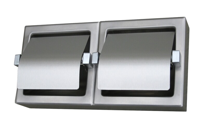 Surface Mounted Two Roll Toilet Tissue Dispenser Hooded SSS