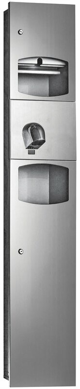 Recessed 3 in 1 Paper Towel/Auto Hand Dryer/ Waste Receptacle SS