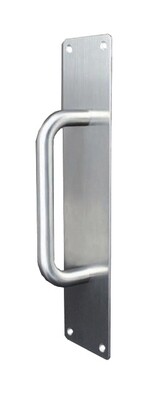 SS Pull Plate 300mm x 75mm w/ 150 x 16mm Solid Handle