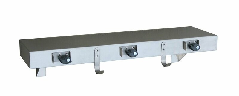 762mm Utility Shelf w/Mop Holders & Rag Hooks SS