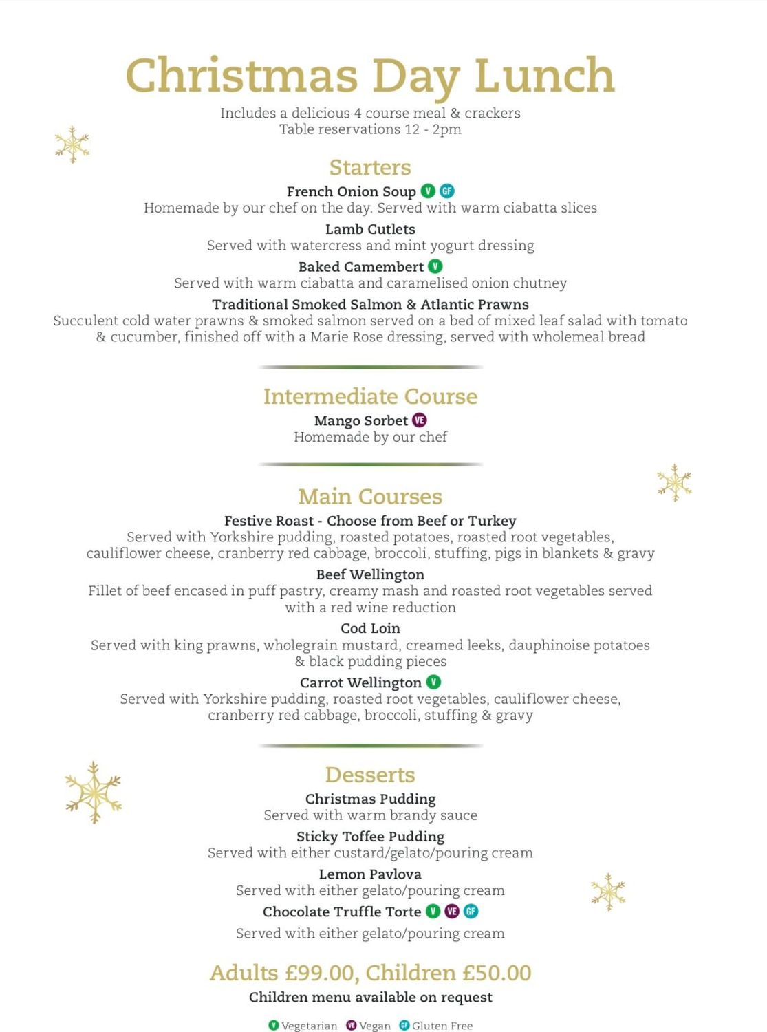 Christmas Day Lunch 25th December 2025