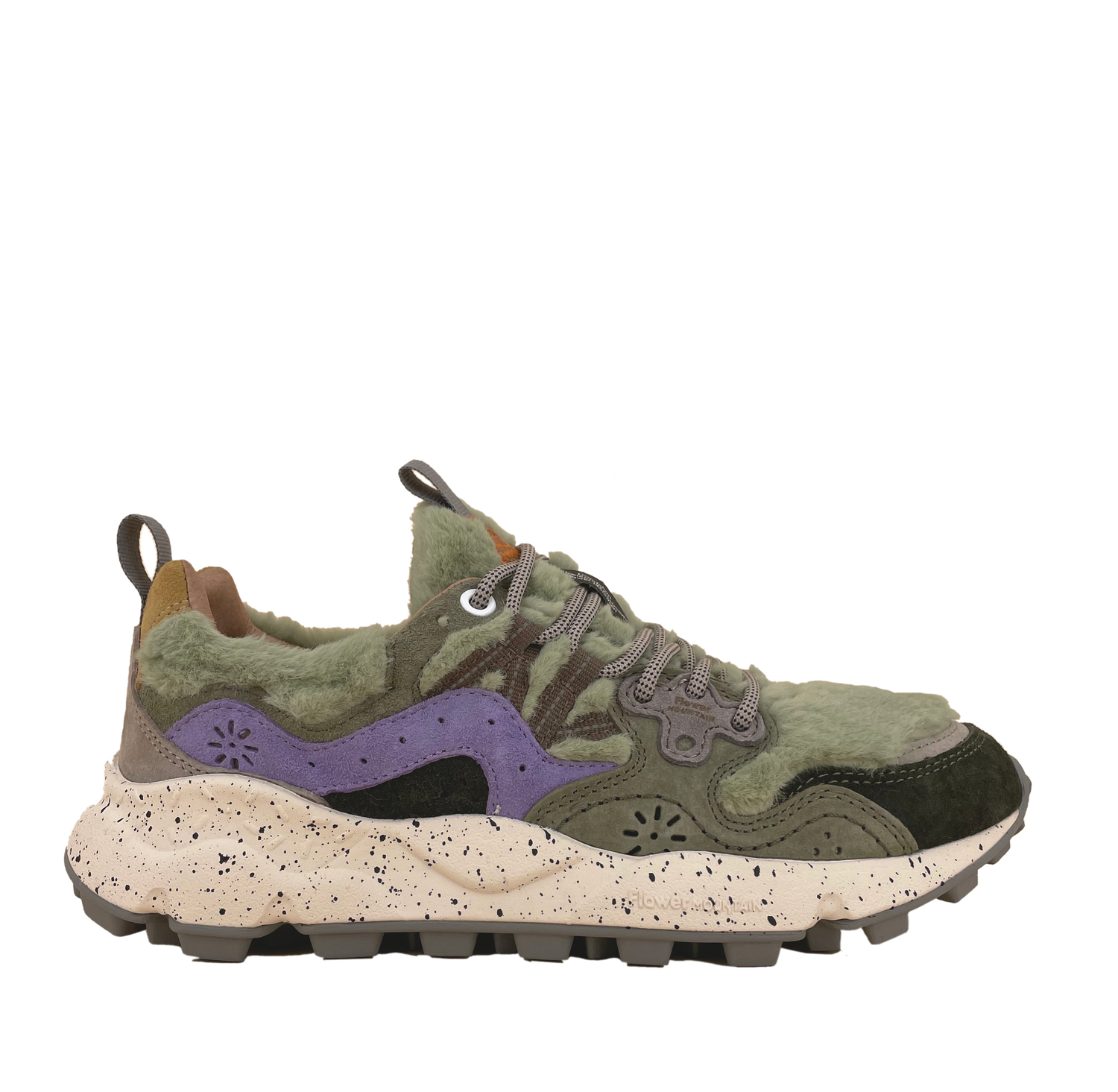 Flower Mountain YAMANO 3 UNI SUEDE/ECO FUR LIGHT BROWN-SAGE-VIOLET