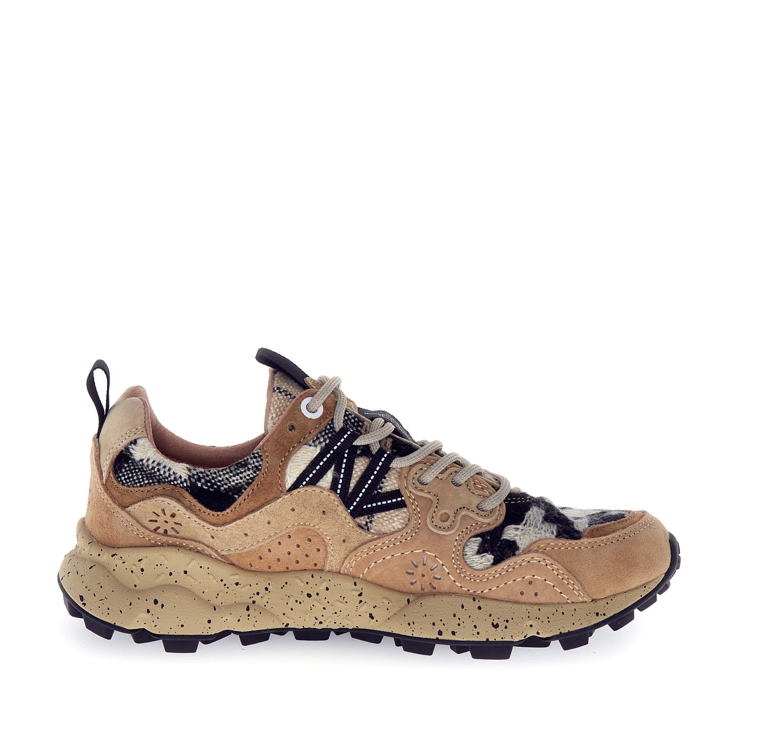 Flower Mountain Yamano 3 woman suede/woolen knitting braids cheques mud-light br