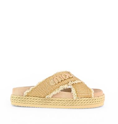 Mou Criss-cross rope sandal raffia