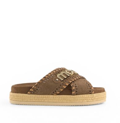 Mou Criss-cross sandal metal stitching