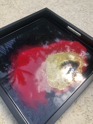 Square Black-Red-Gold Tray
