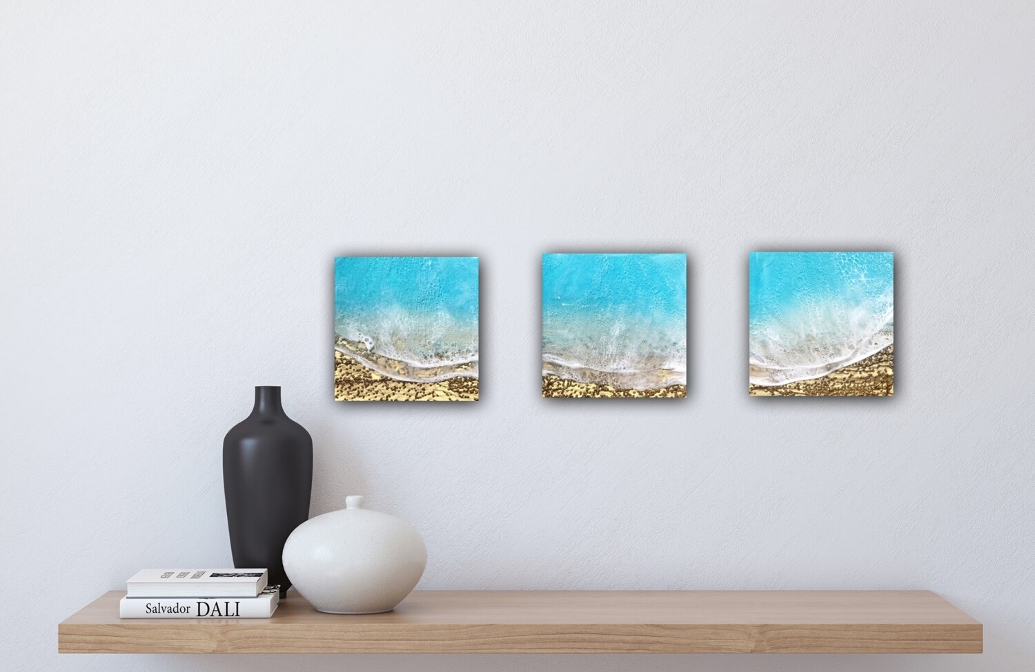 "Teal Waves" Triptych #1