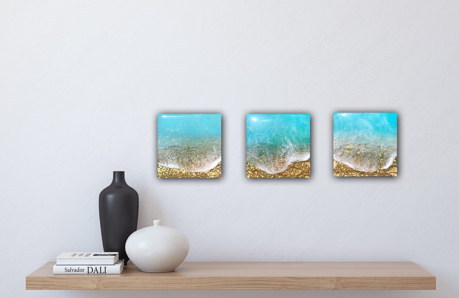 "Teal Waves" Triptych #2