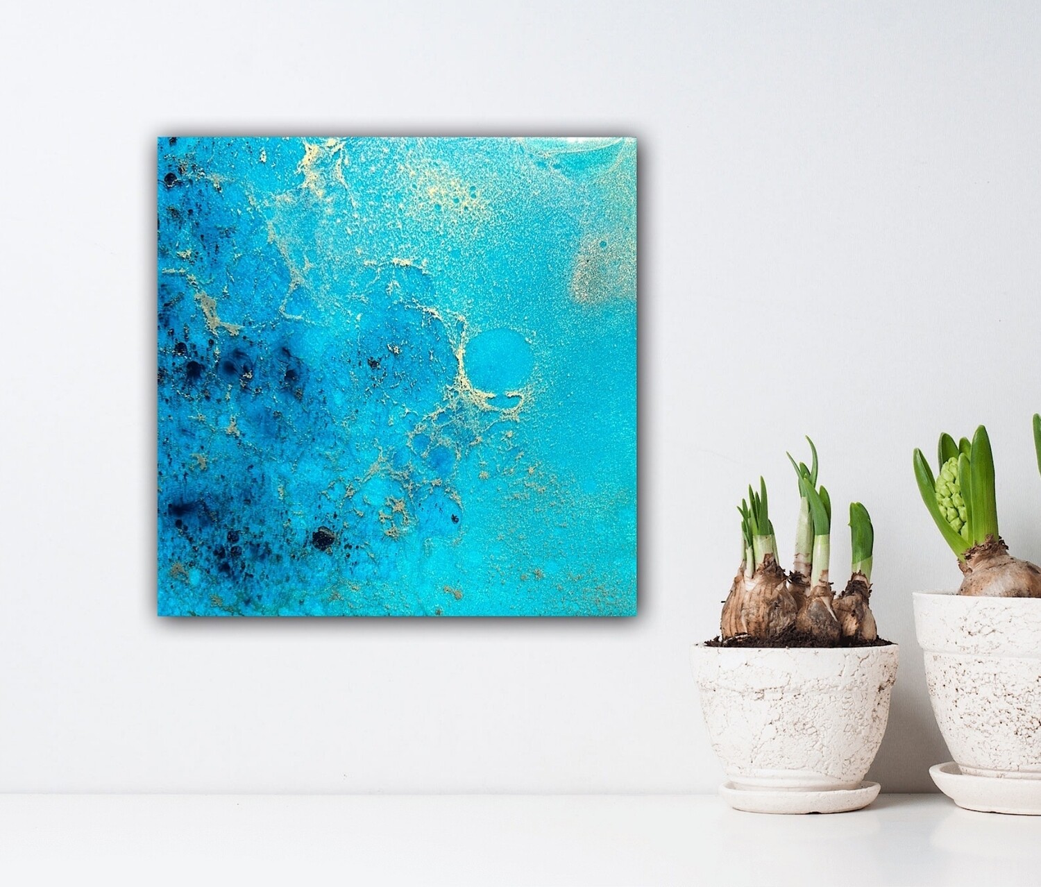 Aerial ocean painting inspired by satellite and drone imagery of the Bahamas #oceanpainting #aerialocean #coastlinepainting #oceanwavespainting #seascapepainting #Bahamaspainting #oceanpaintingMiami #oceanpaintingforsale #Miamiartist #AnaHefcoArt #roundoceanpainting #roundseasccape #aerialAustralia #Australiapainting #coralreef